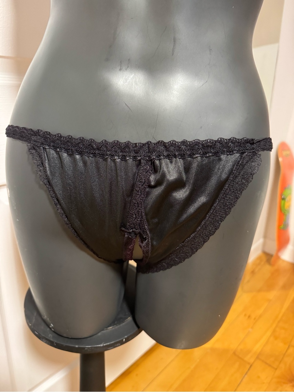 Black Lace-Trim Open-Crotch Panty - Women Intimates